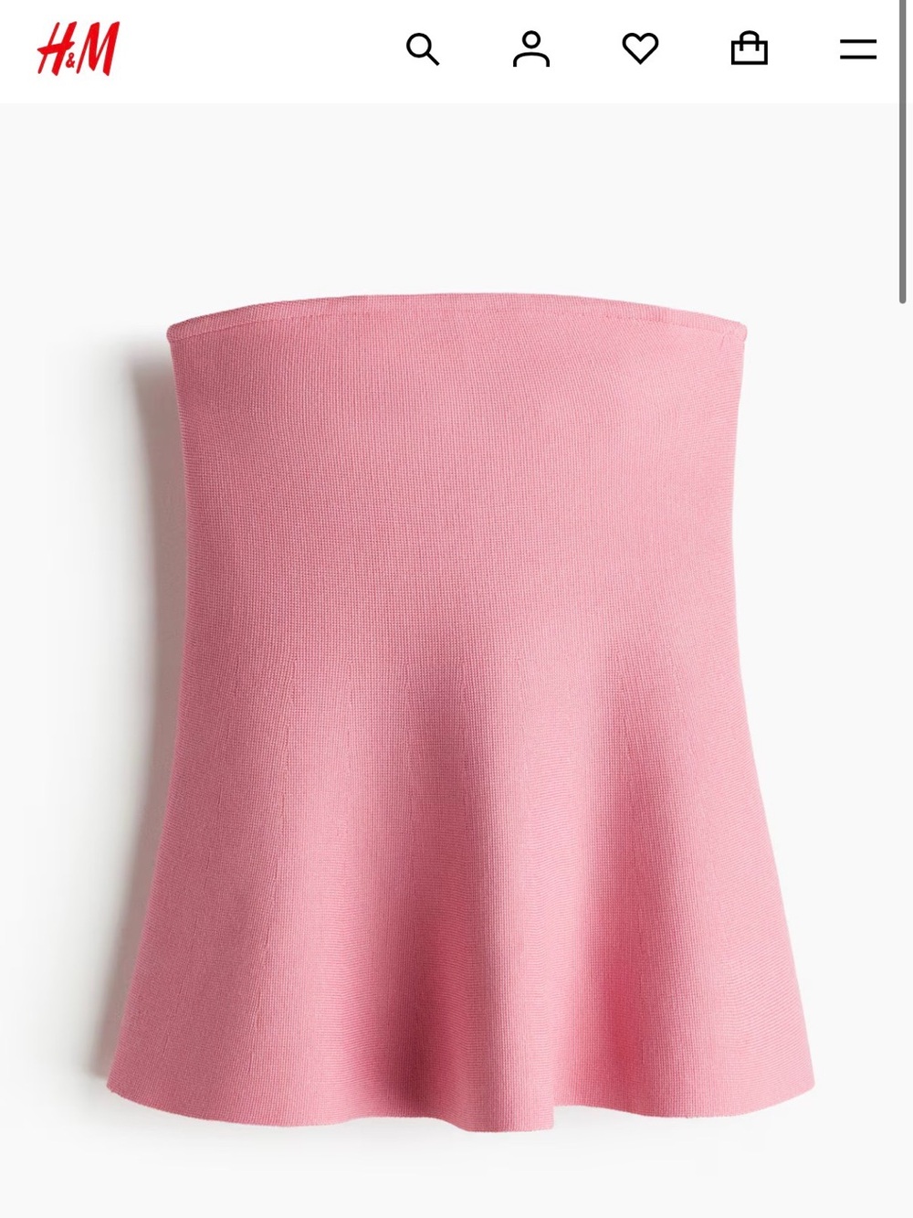 H&M Pink Strapless Knit Peplum Top